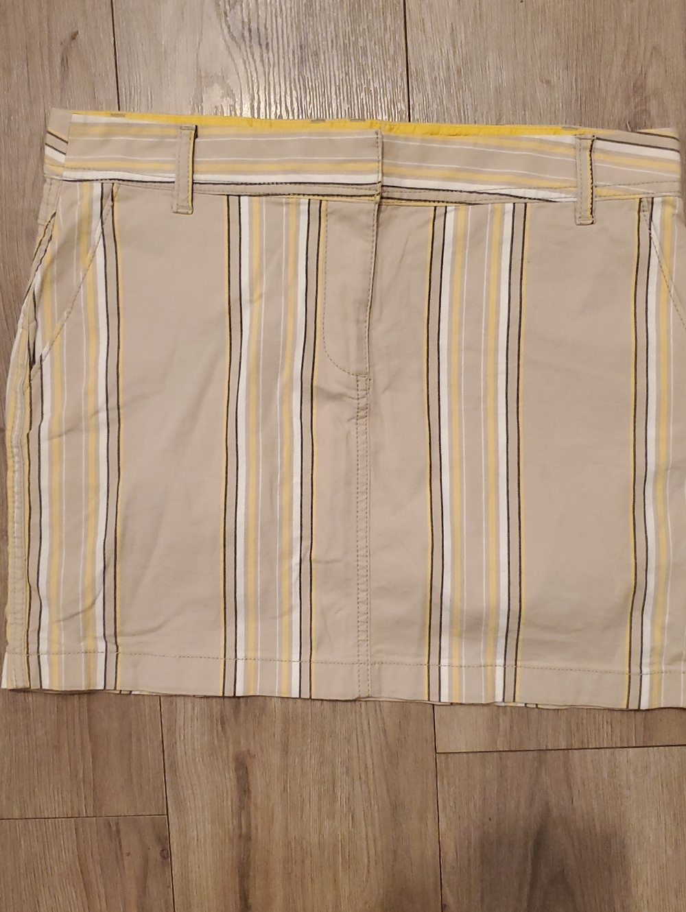 LOFT Beige and Yellow Striped A-Line Skirt
